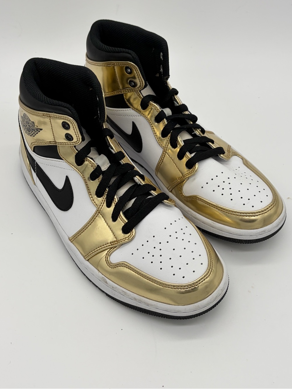 Nike Men’s Jordan Gold, White & Black High-Top Sneakers